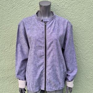 Bruno (Bangladesh) Ladies Full Zip Washable Linen Snap Collar/Cuffs Jacket